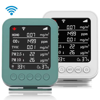 سعر جيد Smart Tuya WiFi Air Quality Monitor Detects CO2/PM2.5/HCHO/TVOC  Temperature Humidity with NDIR Sensor الانترنت