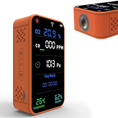 سعر جيد بيع بالجملة جهاز مراقبة جودة الهواء الذكي WiFi PT09 - 6-in-1 CO/O2/Temp/Humidity/Barometer/Altimeter Detector في الوقت الحقيقي الانترنت