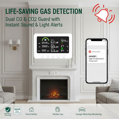 سعر جيد جهاز مراقبة جودة الهواء المهني 10 في 1: CO2 في الوقت الحقيقي، PM2.5, TVOC, & CO Meter مع Tuya App Control & RS485 للمنزل الذكي الانترنت