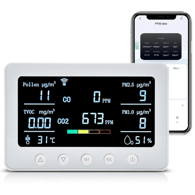 PT02 Plus PM2.5 VOC جهاز مراقبة الذكية Aqi مراقبة نوعية الهواء Co2