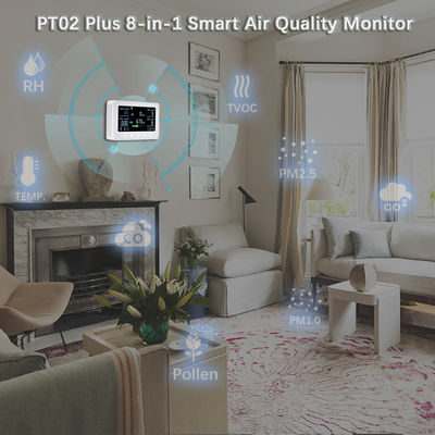 سعر جيد Wi-Fi Air Quality Monitor Detects Pollen, TVOC, CO, CO2, PM2.5, 1.0, Temp. and RH, Air Quality Sensor & IoT Controller for Home الانترنت