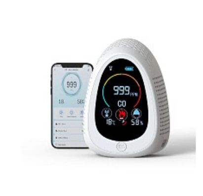 سعر جيد GZAIR PT03 جهاز الكشف الذكي عن أول أكسيد الكربون WiFi - 4-in-1 CO/Smoke/Temperature/Humidity Monitor with Tuya APP، UL217/UL2034 معتمد للاستخدام المنزلي/الصناعي الانترنت