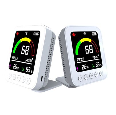 سعر جيد اختبار جودة الهواء - 6 في 1 PM2.5/PM10/الفورمالديهايد/TVOC/مراقب الرطوبة المؤقتة، ضوء خلفي LCD قابل لإعادة الشحن للمنزل / السيارة / السفر الانترنت
