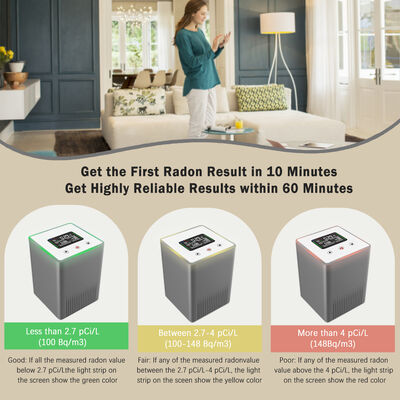 كاشف غاز الرادون الذكي المحمول مع شاشة LCD - نتائج فورية لجودة هواء القبو والمكتب