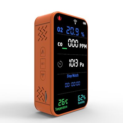 سعر جيد جهاز مراقبة نوعية الهواء WIFI المحمول المصغر GZAIR PT09 - IP55 كاشف O2/CO مع شاشة LCD ، مقياس ضغط الرطوبة الزمنية للمنزل والمكتب الانترنت