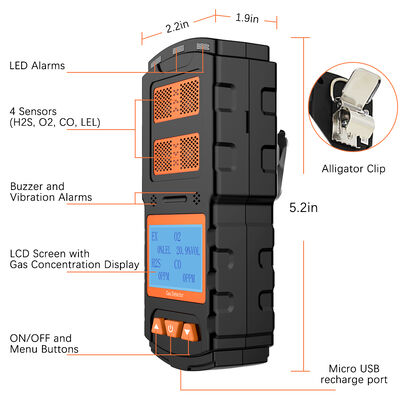 سعر جيد جهاز مراقبة غاز متعدد الاستخدامات 4 في 1 للاستخدام في المجاري والمعادن والنفط والمختبرات الانترنت