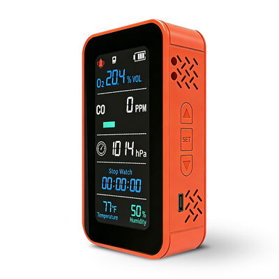 سعر جيد جهاز مراقبة جودة الهواء PT09 6 في 1 - كاشف أول أكسيد الكربون والأكسجين مع درجة الحرارة/الرطوبة/مقياس الارتفاع/البارومتر، جهاز مراقبة غاز محمول قابل لإعادة الشحن الانترنت
